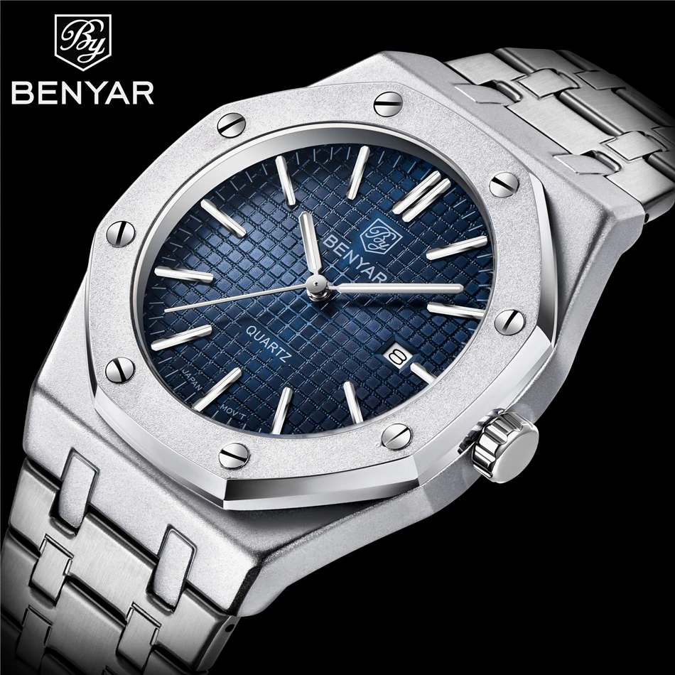 2020 BENYAR New Men's Watch Top Luxury Brand Men's Casual All-steel Quartz Watch Analog Waterproof Sports Military Watch