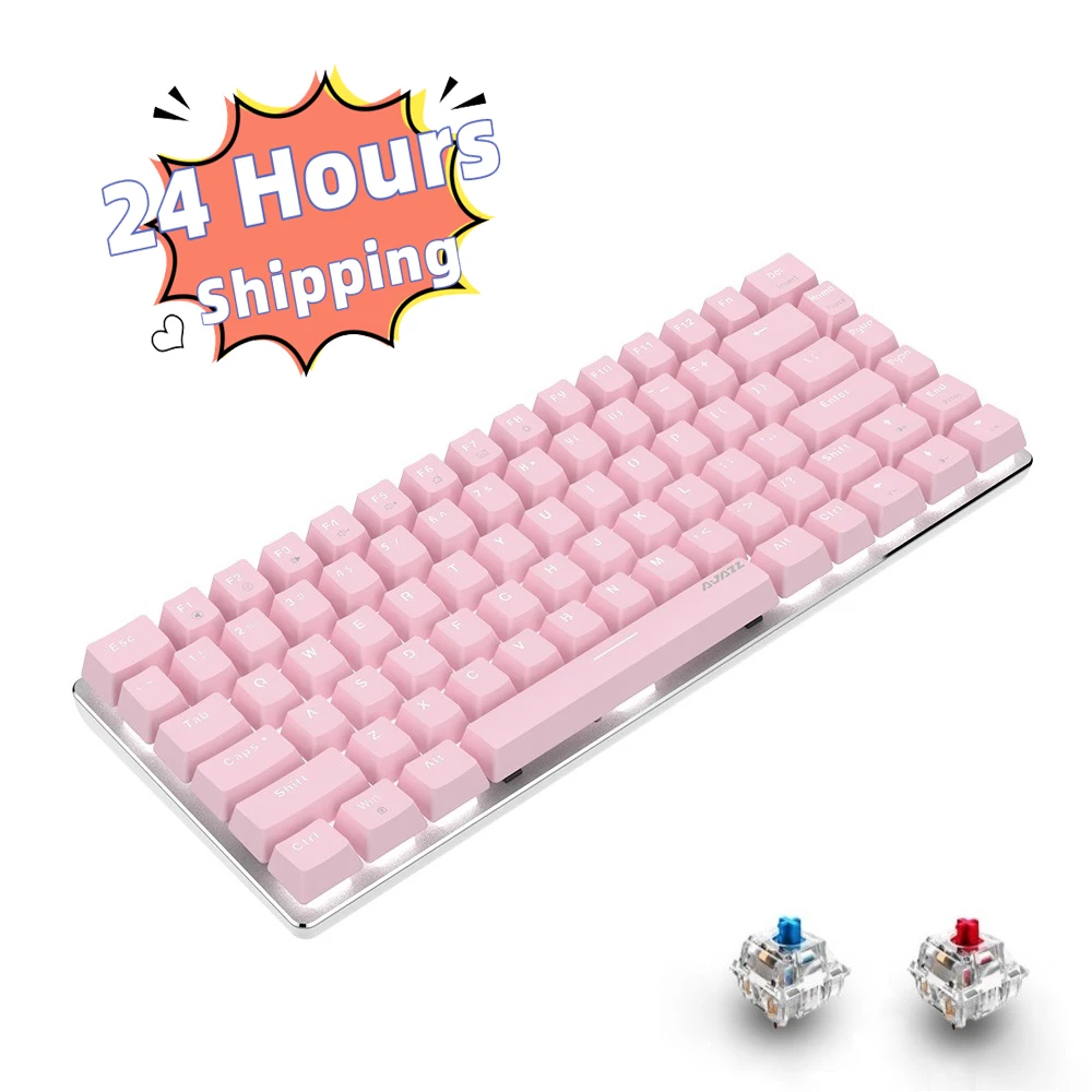 AK33 Pink Mechanical Keyboard with Switch Red Green Shaft 82 Keys Keycaps Plus Backlit for Notebook Desktop | Компьютеры и офис