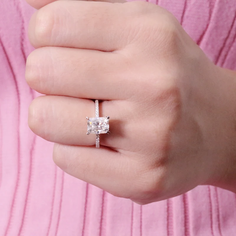 AEAW 1,0 Сияющий граненый обручальное кольцо 14K белое золото муасанит свадебное кольцо/обещающее кольцо/кольцо на головщину