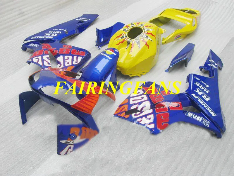 Комплект обтекателей для HONDA CBR600RR F5 03 04 CBR 600 RR CBR 600RR CBR600 2003 2004 желтый синий Обтекатели кузова+ подарки HC64