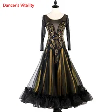 На заказ стандартные Бальные платья женские новые длинные рукава юбка для танцев вальс бальных соревнований танцевальное платье для взрослых высокое качество