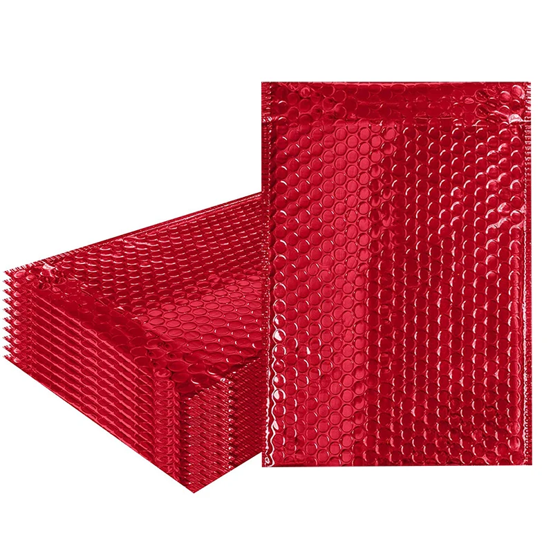 Sobres de burbujas de polietileno Rojo, bolsas de embalaje autoselladas, acolchadas, resistentes al agua, para regalo, 10 Uds.