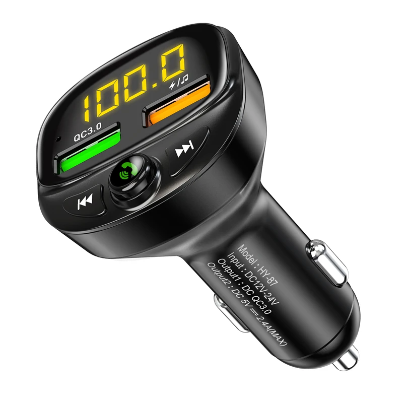 Lovebay автомобильный fm-передатчик светодиодный Bluetooth MP3-плеер двойной USB быстрая зарядка беспроводная гарнитура аудио приемник Автомобильное зарядное устройство для телефона - Тип штекера: QC 3.0 Fast Charger
