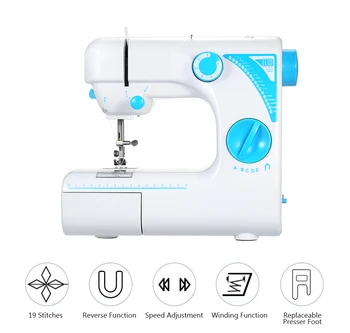 

Handheld Mini Sewing Machine Electric Portable Sewing Machine Adjustable Speed 19 Stitches with Drawer Light Foot Petal