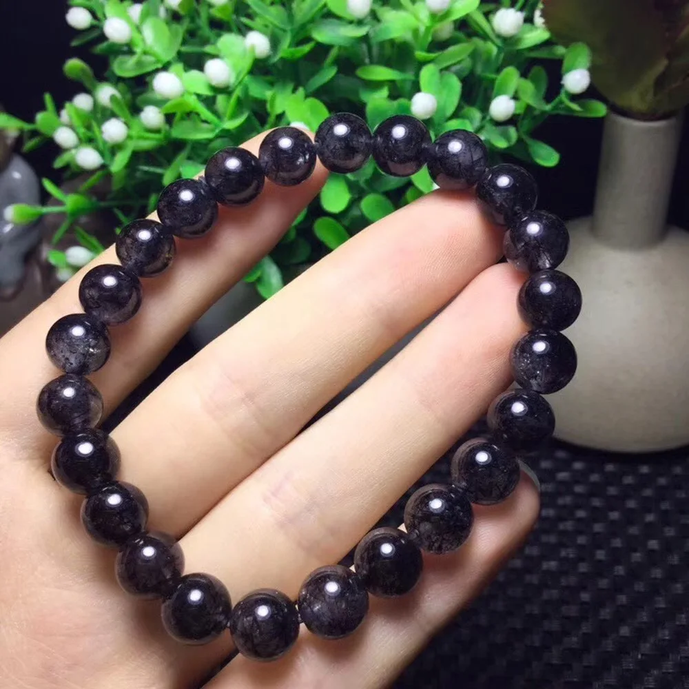 

Natural Woman Man Bracelet Black Rutilated Quartz Bracelets For Women Men Gift Crsytal From Brazil Round Beads 7mm 8mm 9mm