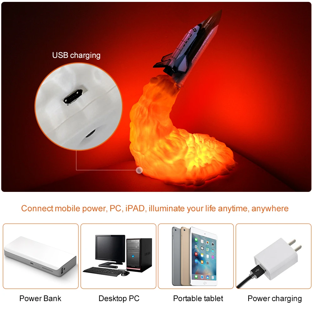 3D Print Night Light Space Shuttle Lamp Rechargeable For Space Lovers Moon Lamp As Room Decoration 3D Print Night Light Space Shuttle Lamp Rechargeable For Space Lovers Moon Lamp As Room Decoration