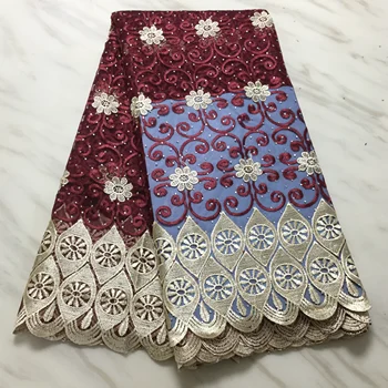 

new design african voile lace fabric 2019 high quality wine swiss voile lace cotton african lace Fabric with stones FP1210