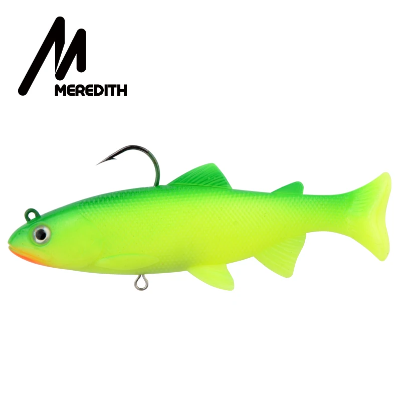 MEREDITH 12 см 15 см форель свинцовая головка ПВХ рыболовные приманки для плавания искусственные приманки Т-образный хвост силиконовые свинцовые мягкие приманки наживка воблеры - Цвет: F