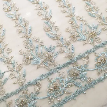 

Latest Design Multicolor Handwork Stripe Beaded Guipure Embroidery Lace Fabric With Sequins Wholesale Price For Evening Dresses