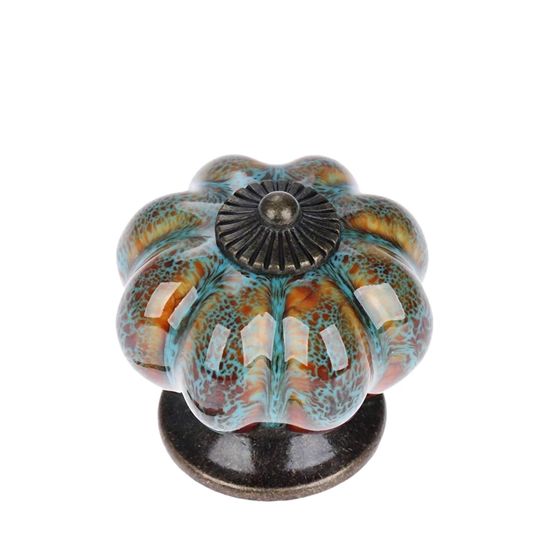 

10Pcs/Set Ceramic Knobs with Colorful Knobs and Pumpkin Handles Drawer Ceramic Pulls for Cabinets, Kitchen and Bathroom Cabinets