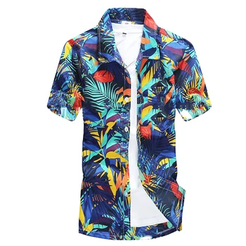 

Casual Men Short Sleeve Shirt Summer 2019 New Hawaiian Shirt Tops Men Masculina Printed Beachwear Shirts Plus Size M-5XL