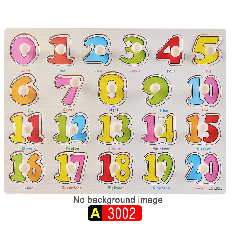 Big Size Baby Montessori Wooden Puzzle Hand Grab Board Set Educational Toys Infantil Cartoon number letter Math Puzzle kids Gift 34