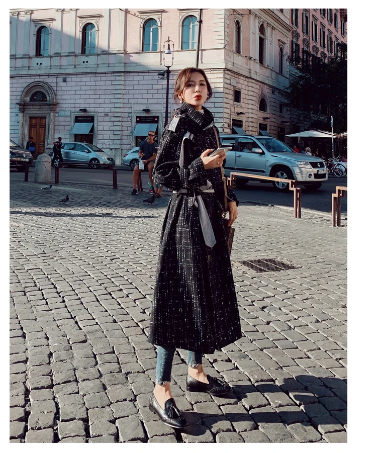 Длинное пальто-Тренч Casacos Feminino manteau femme женская мода Moda Mujer размера плюс винтажная Элегантная туника Корейская одежда