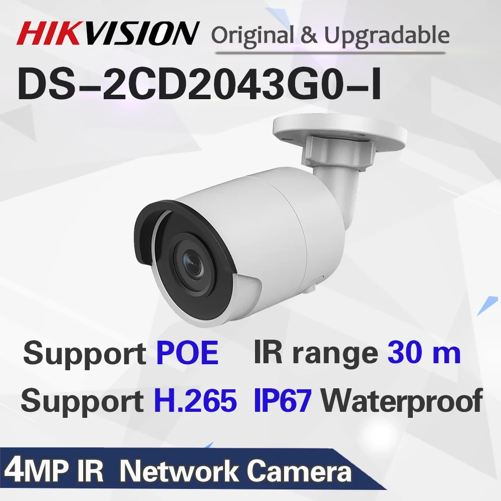 hikvision английский DS-2CD2043G0-I заменить DS-2CD2042WD-I 4MP Сеть IP пуля ИК; poe-питание камера; sd-карта слот H265 264