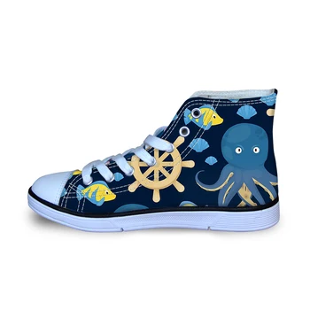 

Underwater World Canvas Kids Shoes Boy Girl Blue Color Children Comfortable Casual Sneakers High-top Sport Flat Student Buty