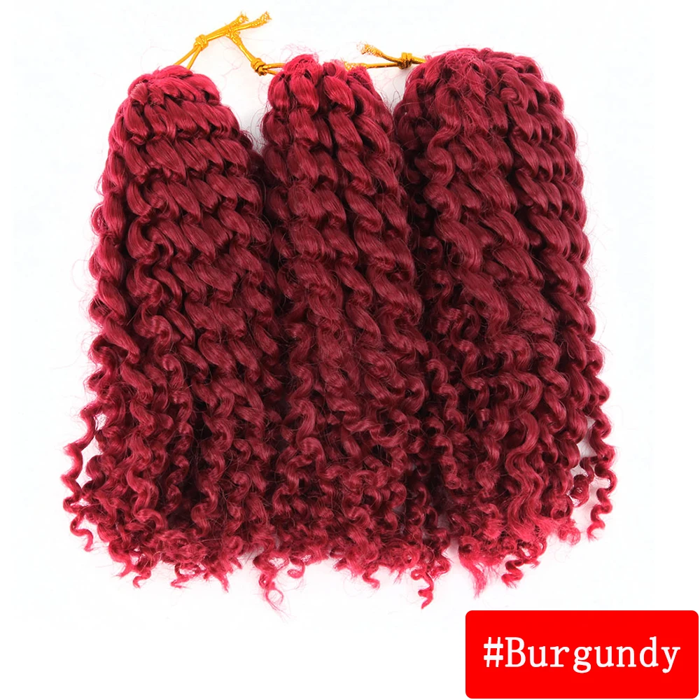 Burgundy Вязанные косички искусственные кучерявые волосы Ombre 1B/серые плетеные волосы для женщин 8 дюймов 3 шт./упак. 60 прядей синтетические волосы для наращивания Pageup - Цвет: Burgundy