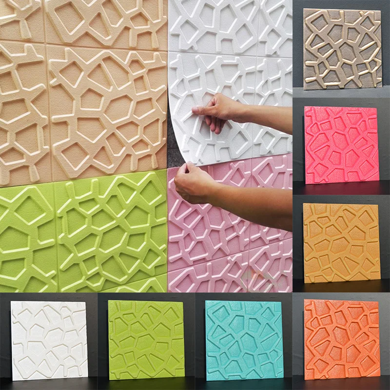 Papel tapiz de Mosaico 3D repique extra/íble y pegatina de pared de espuma PE para sala de estar 1.8 m/² Blancas Mosaico 20 Piezas