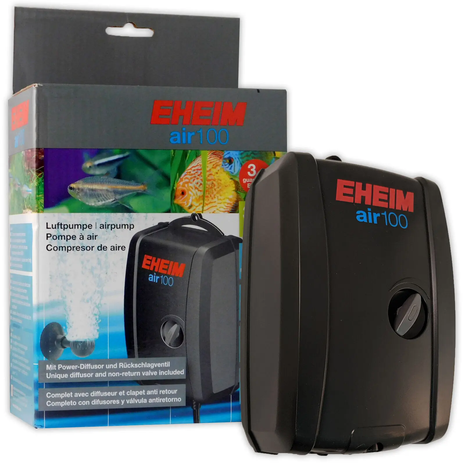 

EHEIM AIR PUMP 100 with AIRLINE AIRSTONE DIFFUSER FISH TANK AQUARIUM ULTRA QUIET SILENT SINGLE OUTLET AIR PUMP 3701