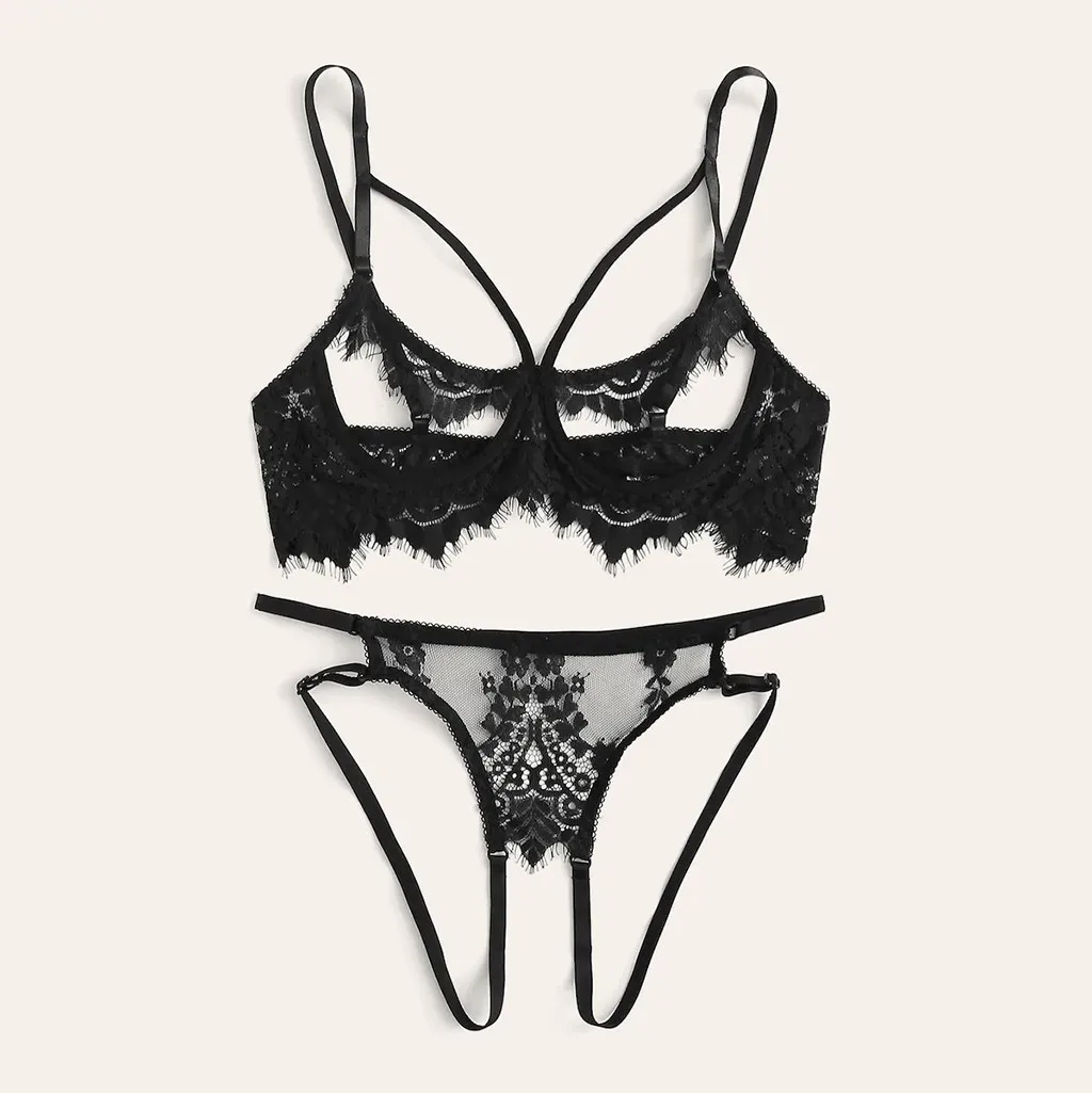 Women Lingerie Set Sexy Lace Lenceria Mujer Push Up Sexy Underwear Bra Set High Wasit Transparent Bra Sexy Bra And Panty Set