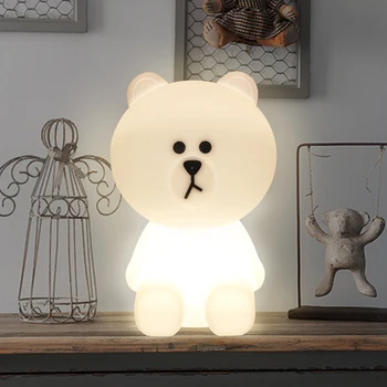 

Cute Brown Bear rabbit LED Night Light Stepless Dimming USB Rechargeable for Children Bedroom Desk Table Lamp for Baby Kids Gift