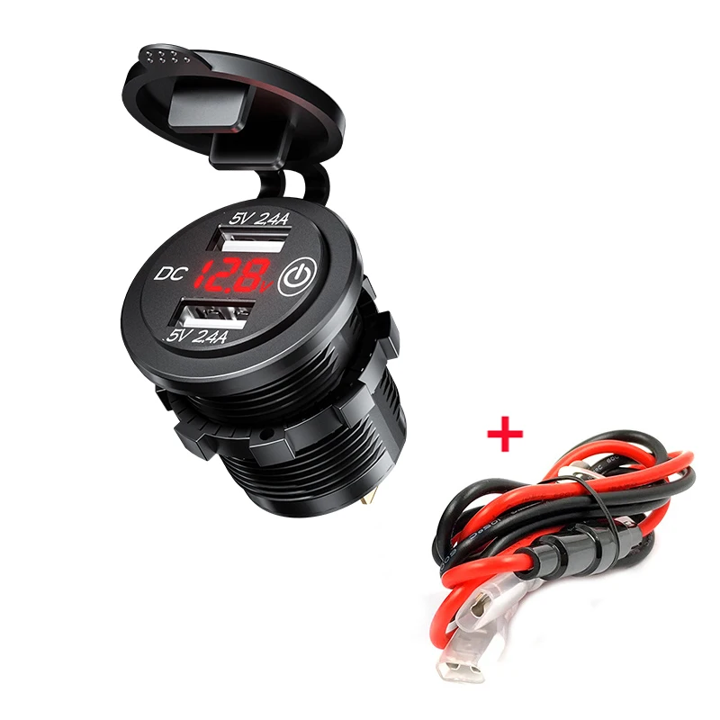 

DIY Waterproof 24w Dual Car USB Charger Touch Switch ON/OFF with Voltmeter for Car RV Boat Marine Motorcycle Mobile