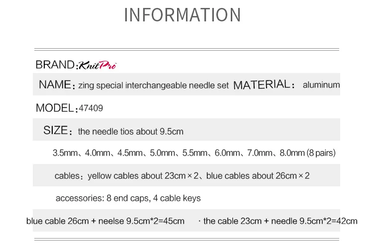 Knitpro Zing Special  Interchangeable Circular knitting Needle Set