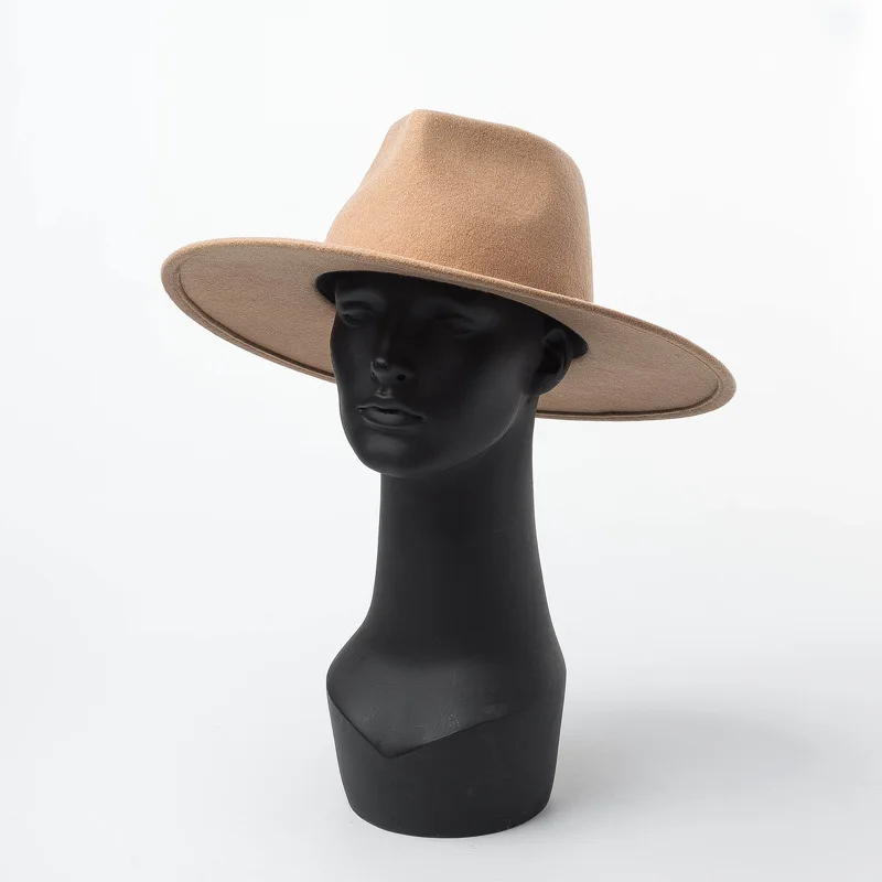 Осенняя и зимняя Фетровая Шляпа Fedora большая шляпа бренда Gorra шерстяная шляпа большая джазовая шляпа Женская плоская фетровая шляпа мужская шерстяная фетровая шляпа