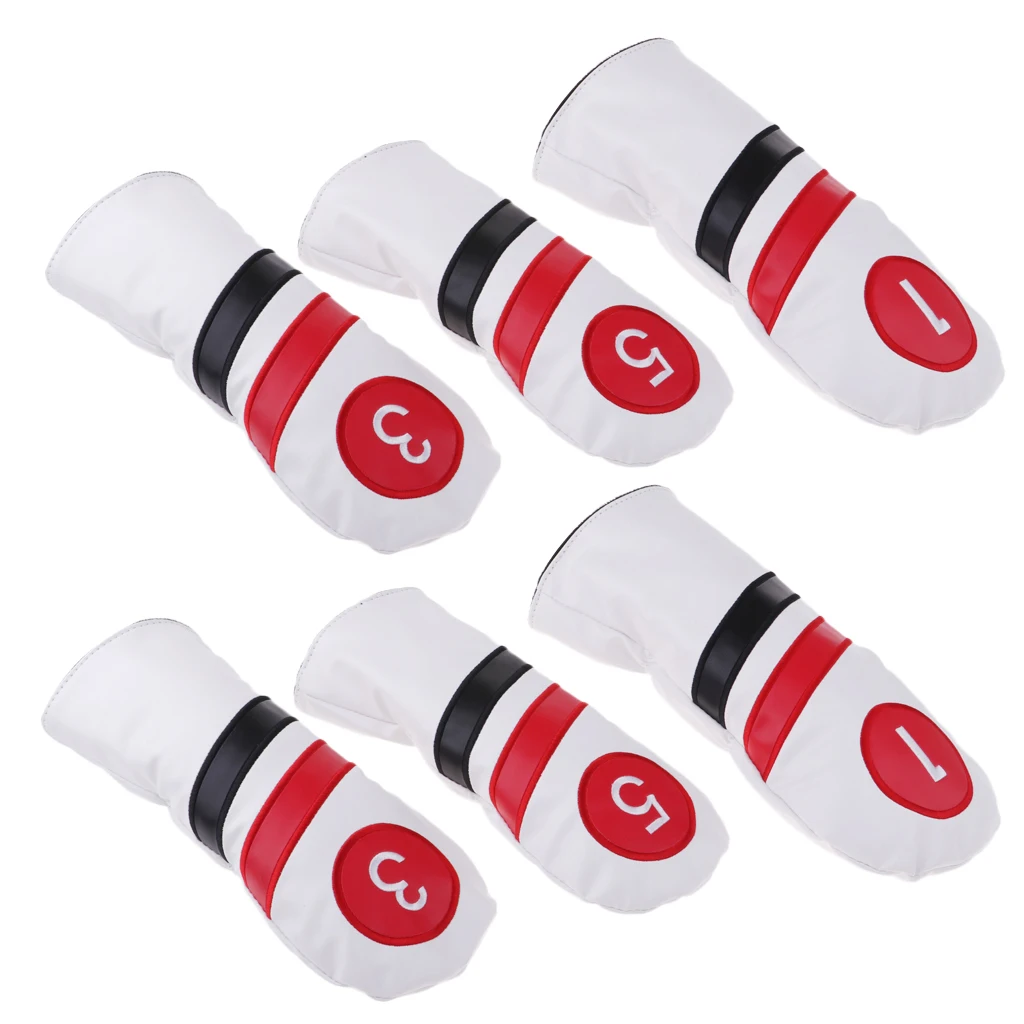 6Pcs Golf Driver Head Cover 1 3 5 Fairway Woods Headcovers Golf Club Protect Cover Golf Accessories Replacement Supplies
