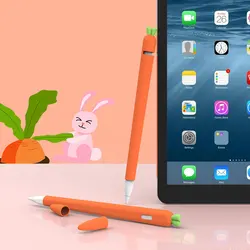 Cenoura macia silicone para apple pencil 1 2 caso compatível para ipad tablet caneta de toque stylus capa de manga protetora coque