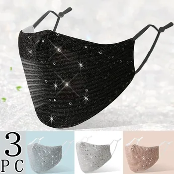

3PC PM2.5 Outdoor Mouth Face Eye sheild Washable Reuse Face Eye sheild Sequins Face Eye sheild cubre bocas Eye Patch face-mask