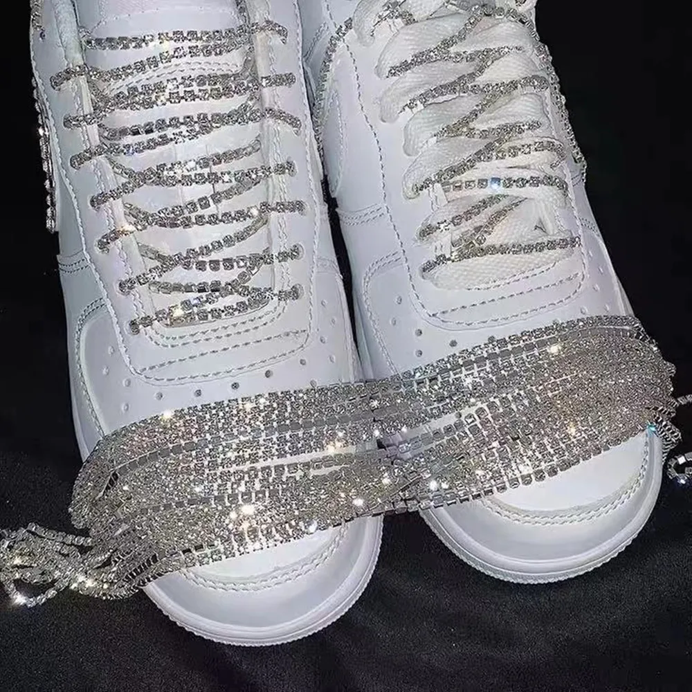 Bling Rhinestone Super Long Tassel Shoe Chains Shoelace Af1 Sneaker