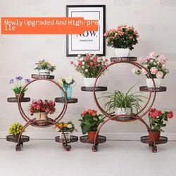 Étagère à fleurs en fer à plusieurs niveaux, Style européen, intérieur à roulettes, orchidée verte, coin de balcon Mobile nord 