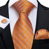 DiBanGu Orange Striped Solid Paisley Plaids Fashion Men's Tie With Hanky Cufflinks Silk Neck Ties For Men Wedding Party Neckties ► Photo 3/6