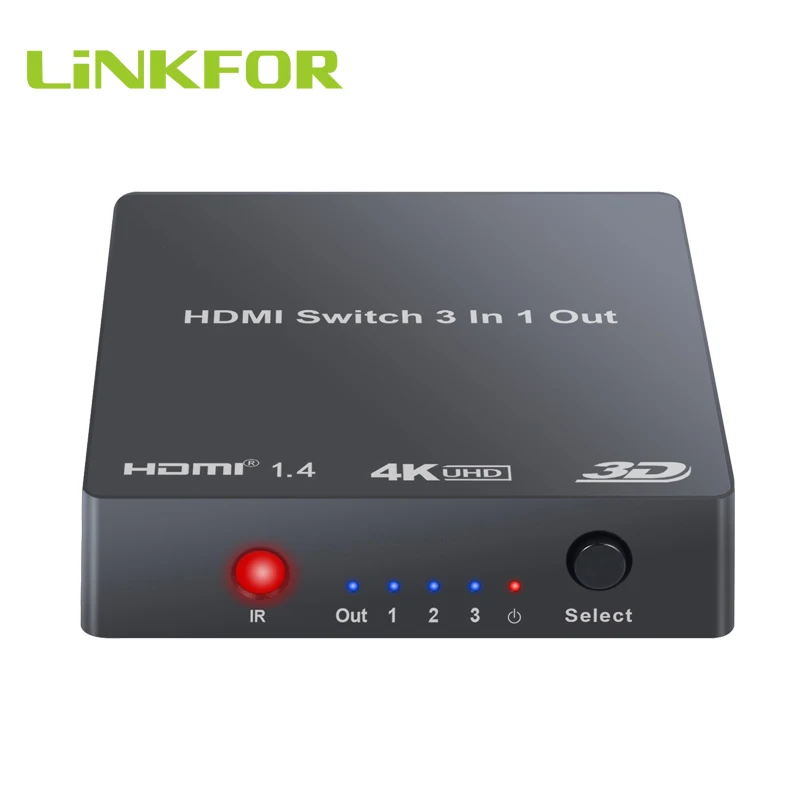 LiNKFOR HDMI коммутатор с PIP ИК пульт дистанционного управления 4K 2160P 3 порта для HDTV DVD PS4 высокоскоростной аудио коммутатор конвертер