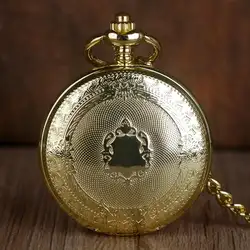 Роскошные Механические карманные часы с золотым покрытием для мужчин и женщин, золотые Подвесные часы с цепочкой, лучшие подарки