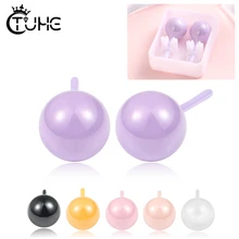 Серьги-гвоздики с керамическими шариками в простом стиле, розовые, фиолетовые, черные, белые, карамельные керамические серьги для иглоукалывания ушей для женщин с белой коробкой