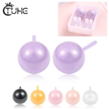 

5pcs/Set 8mm Ceramic Ball Stud Earrings Simple Style Pink Purple Black White Candy Ceramic Ear Acupuncture Earrings For Women