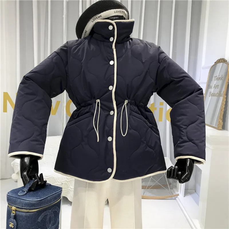 Женские зимние модные куртки Normcore/минималистичные корейские Abrigos Mujer Invierno Темно-Синяя Женская одежда