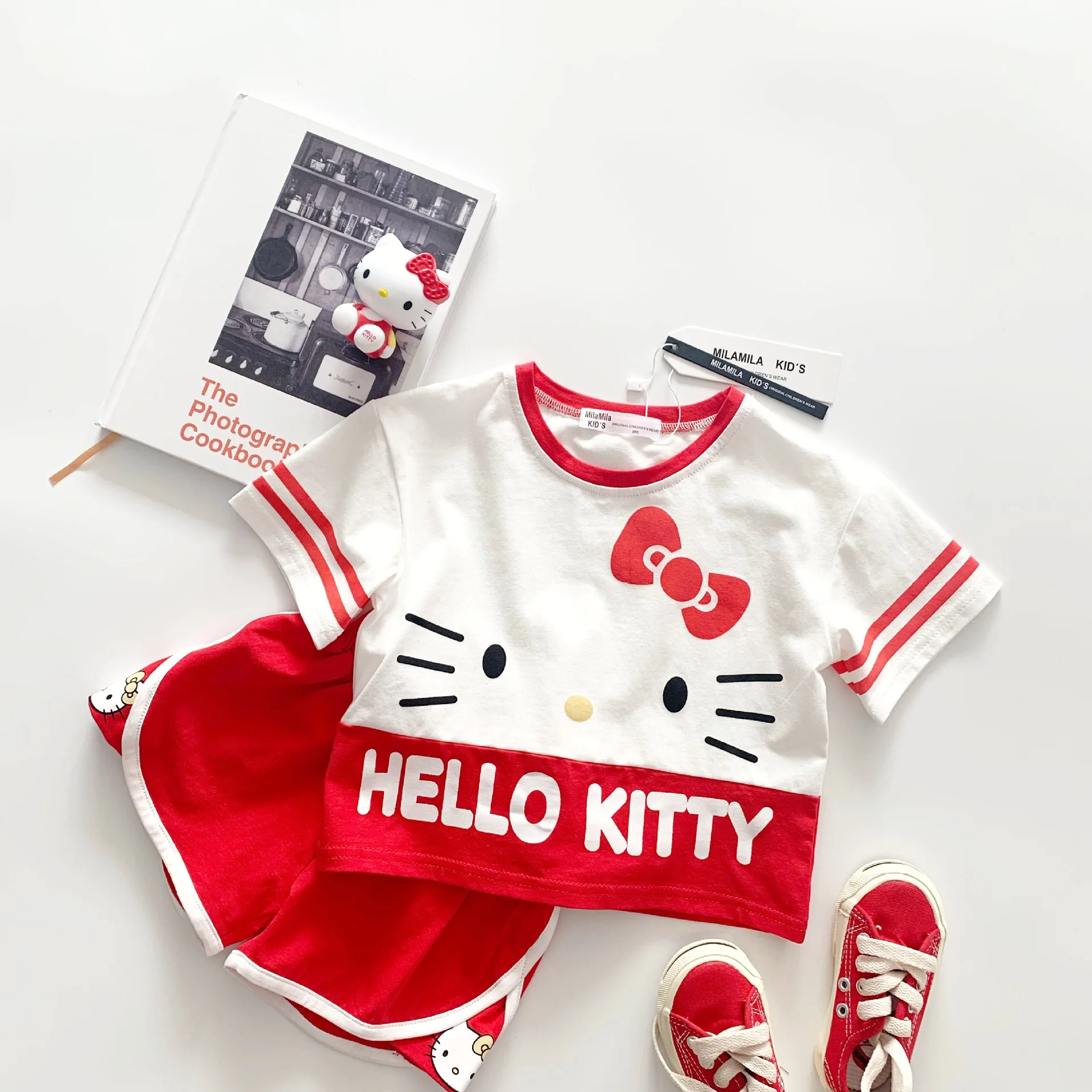 

Tonytaobaby Summer New Female Baby Cartoon Girl Sports Color Blocking Suit Cat Suit Girls Clothes