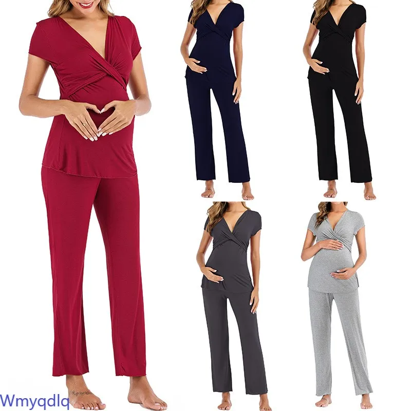 

Wmyqdlq Pajamas Women's Spring And Summer Modal Maternal Postpartum Pregnancy Lactation Breastfeeding Home Service Suit Pyjamas