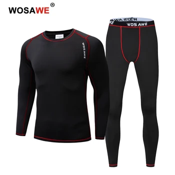 

WOSAWE Motorcycle Thermal Underwear Set Men's Biker Riding Skiing Winter Warm Base Layers Tight Long Johns Tops & Pants Set