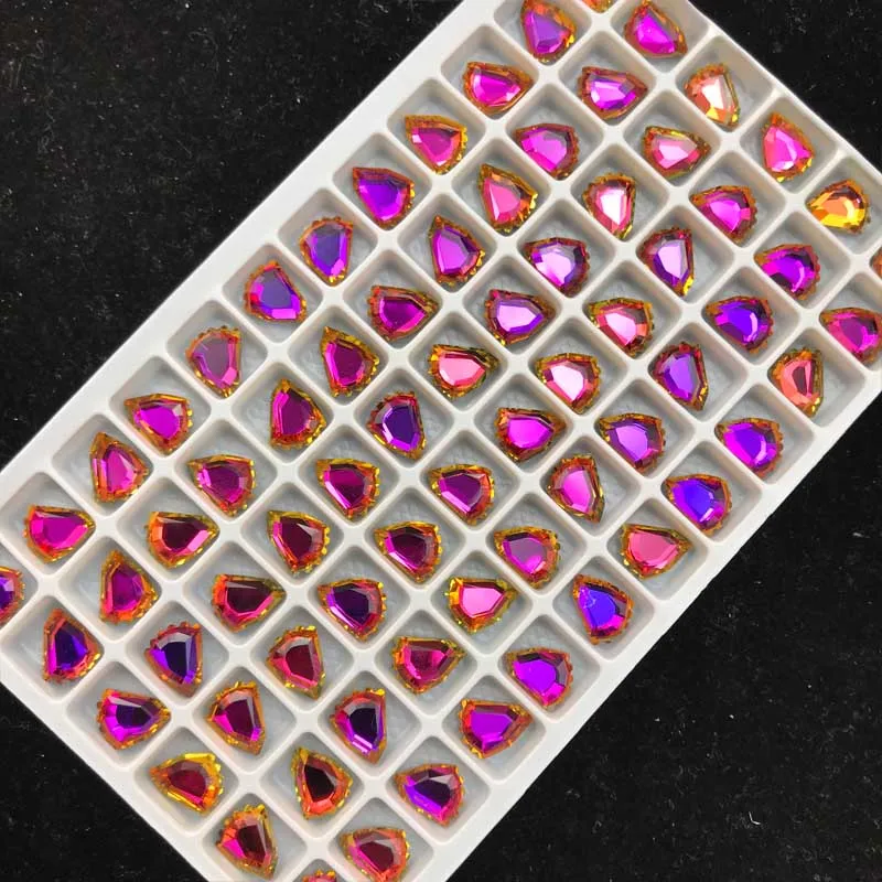 Purple light 7x10 мм 72 шт 3D Стразы для ногтей Снежинка Кристалл Клей на драгоценные камни для ногтей кристалл алмаз украшения ногтей аксессуары - Цвет: Purple light