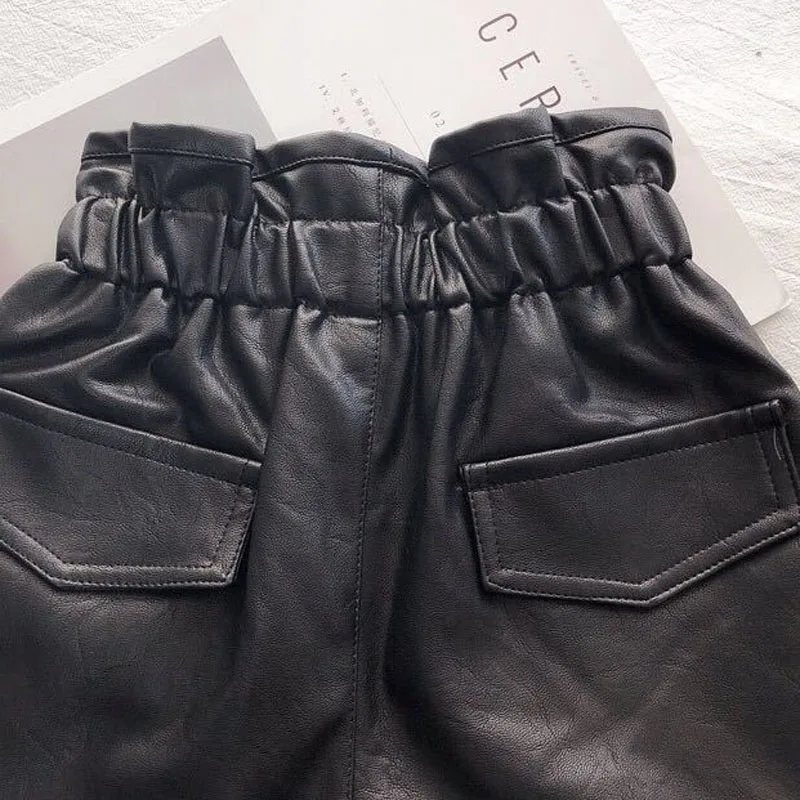 Girls Velvet Leather Shorts Autumn Winter High Waist kids shorts