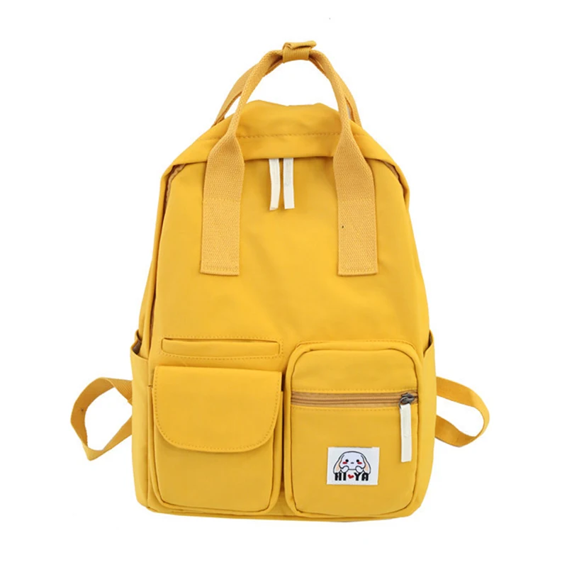 Женский консервативный холщовый рюкзак однотонный мульти-карманный большой емкости повседневная школьная сумка для подростков леди Тур сумка на плечо - Цвет: yelloe