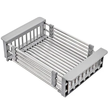 

Storage Sink Drain Stainless Steel Vegetables Dish Drying Rack Fruits Washing Multifunction Binaural Basket Kitchen Organizer
