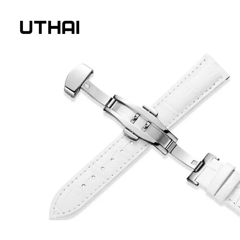 UTHAI Z09 Ремешки для наручных часов из натуральной кожи 12-24 мм Универсальные часы с бабочкой и пряжкой стальной ремешок с пряжкой браслет+ инструмент