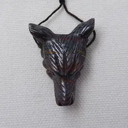 Горячая продажа Железный тигровый глаз ручной работы голова волка модное мужское ожерелье с подвеской 36x28x12 мм 13,8 г