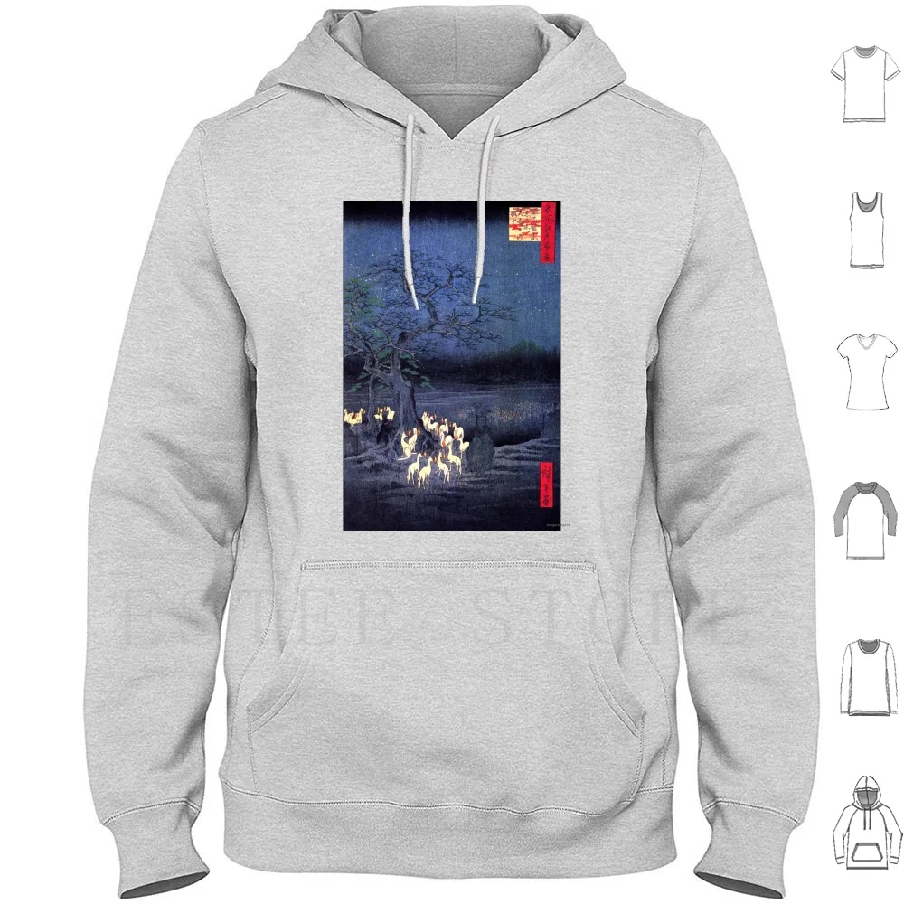 Stampa Giapponese-Hiroshige-Kitsune-Yokai-Fox Felpe Con Cappuccio Japanese Hiroshige Kitsune Yokai Fox