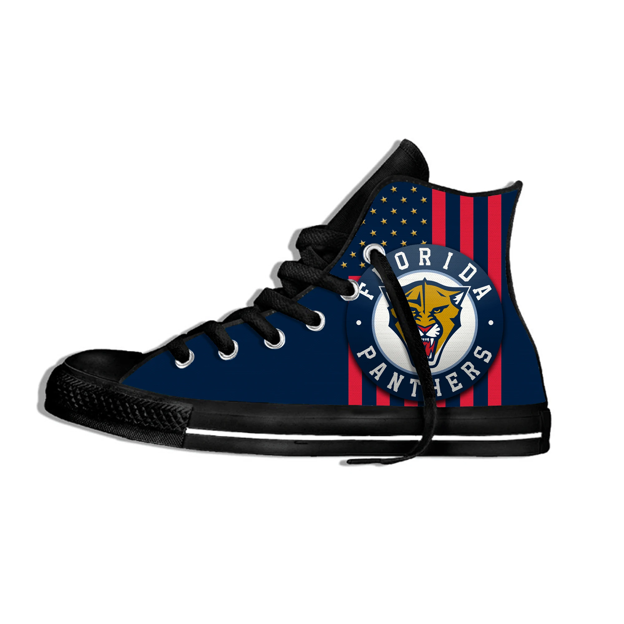 

Men/Women Breathable Sneakers Panthers Lightweight High Top Shoes Florida Ice Hockey Fans Casual Shoes Flat Canvs