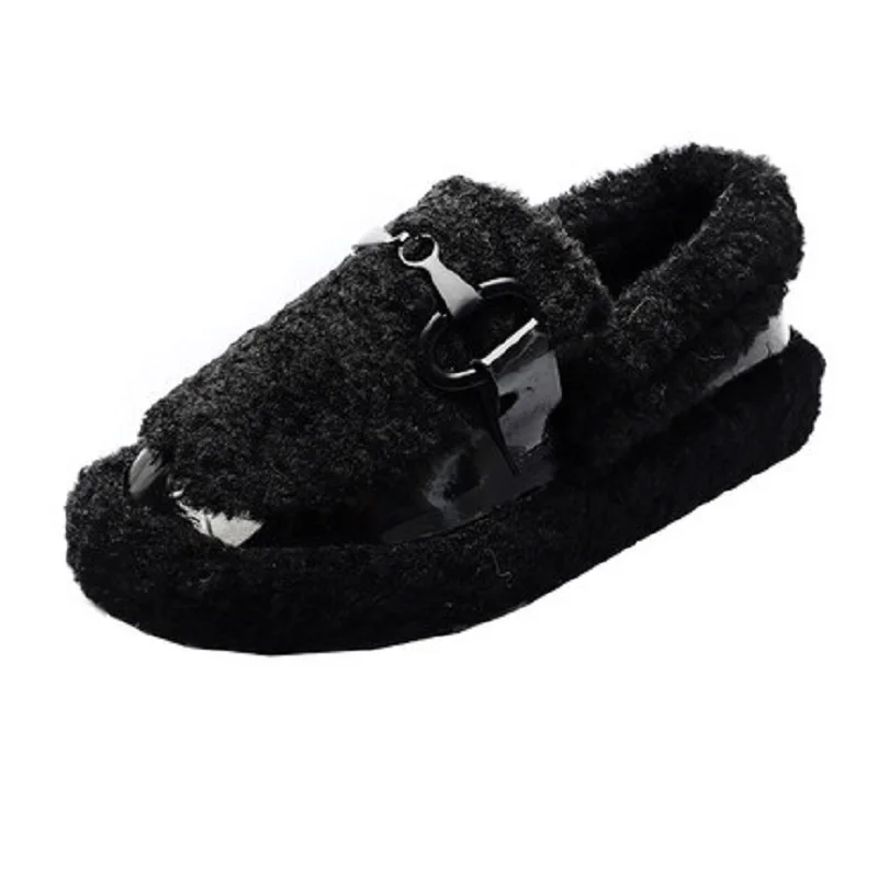 Обувь в горошек ягненка женская модная одежда на толстой подошве 2019 г. Новая